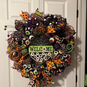 Colorful Halloween Welcome Wreath